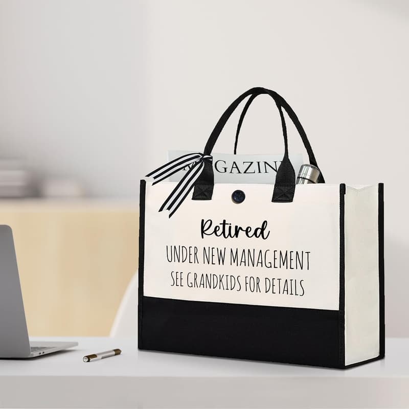 Funny Retirement Tote Bag for Women, Personalized Canvas Gift