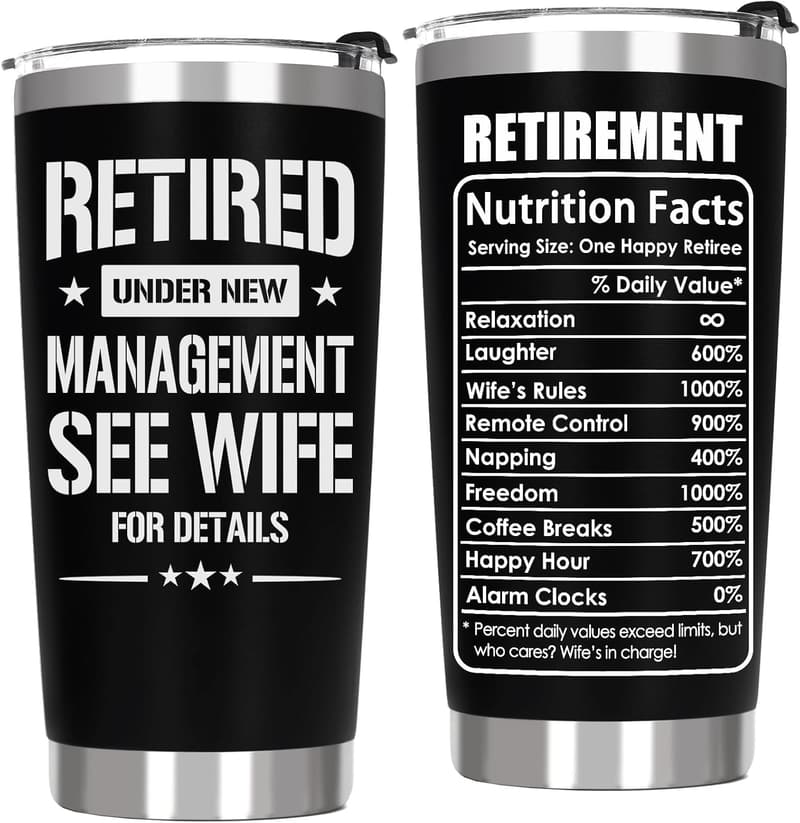 Retirement Tumbler for Men - Funny Gift for Boss, Dad, Friends