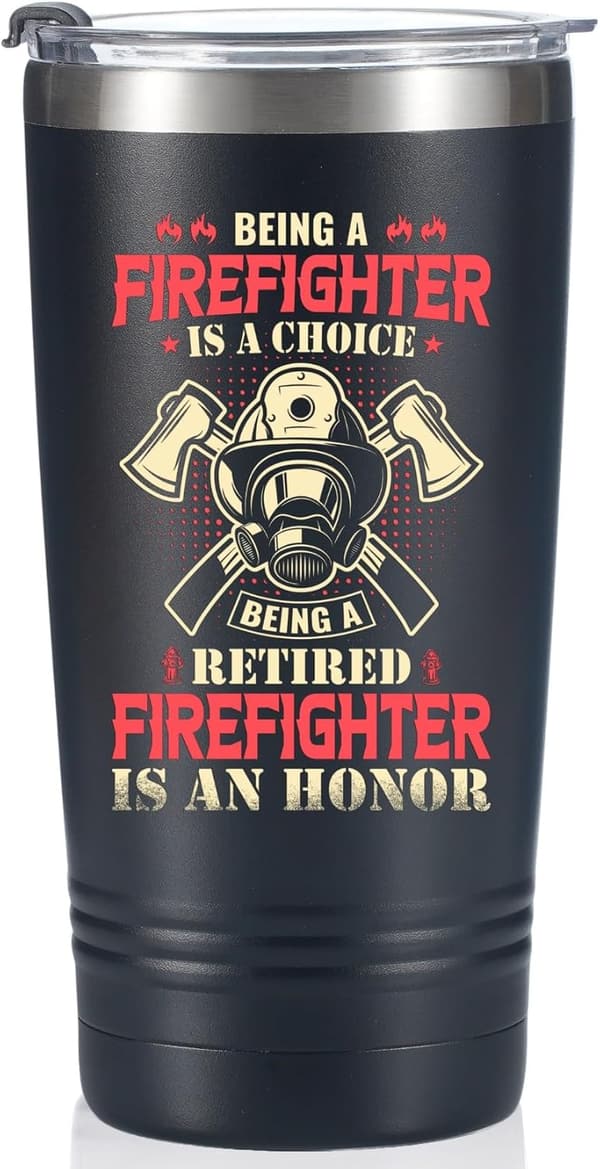 Retired Firefighter Tumbler - 20 oz Stainless Steel Gift for Men