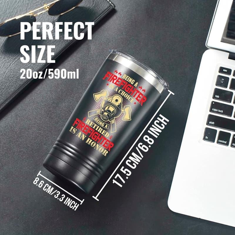 Retired Firefighter Tumbler - 20 oz Stainless Steel Gift for Men