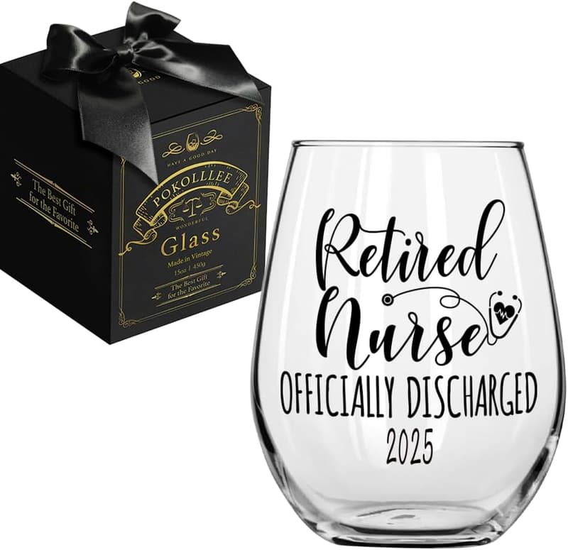Funny Retirement Wine Glass Gift for Nurses
