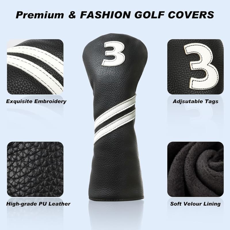 Golf Club Head Covers for Woods & Drivers - 4pcs/1pc