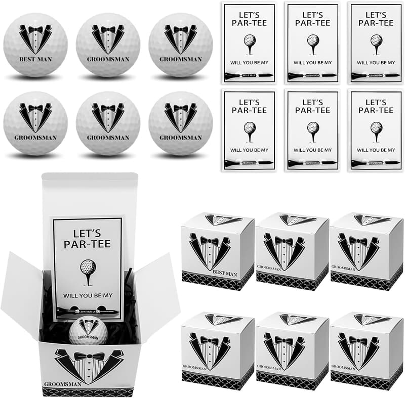 Groomsman Golf Gift Set – 6-Piece Kit with Balls & Tees