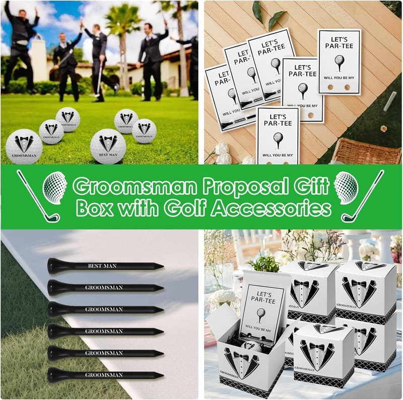 Groomsman Golf Gift Set – 6-Piece Kit with Balls & Tees