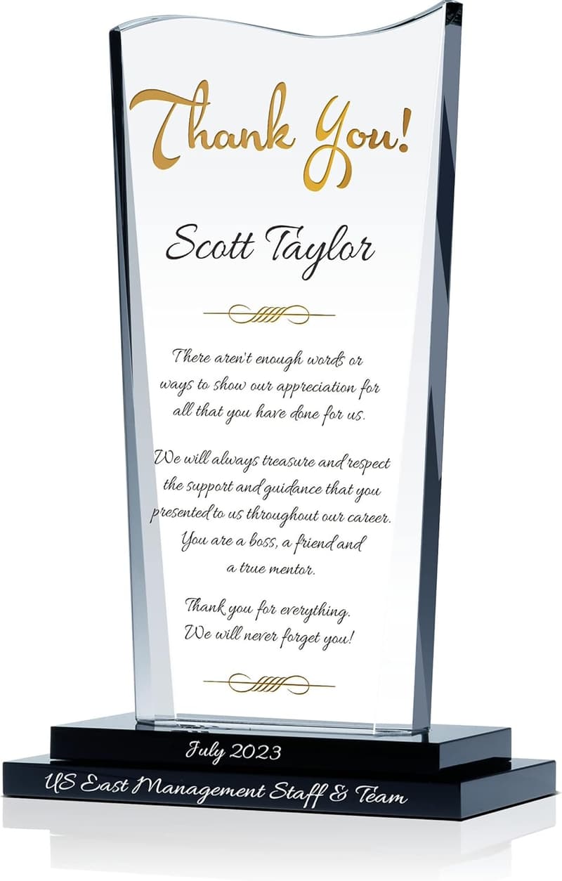 Personalized Crystal Farewell Gift for Boss Retirement (9