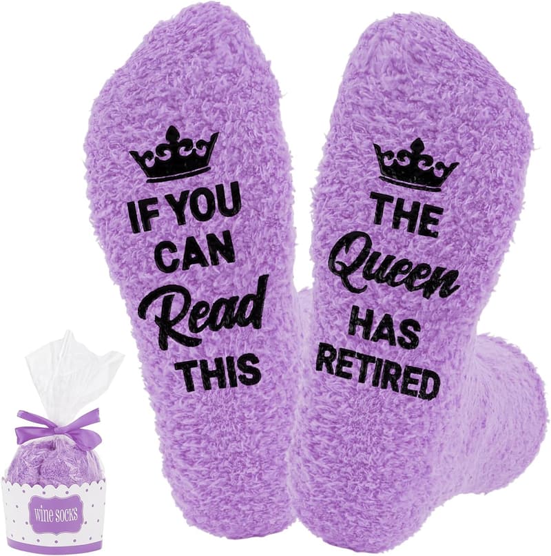 Retirement Gift: Cozy Socks for Women (Hot Pink/Purple)