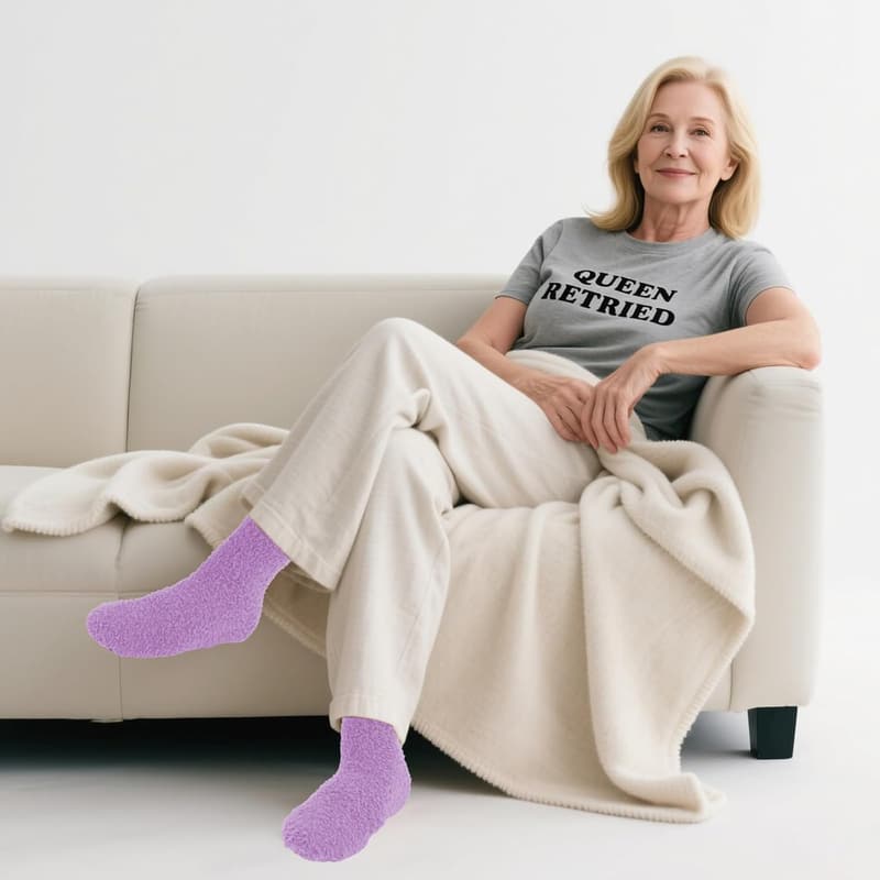 Retirement Gift: Cozy Socks for Women (Hot Pink/Purple)