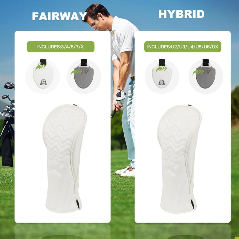 Premium PU Leather Golf Club Head Covers with Interchangeable Tags