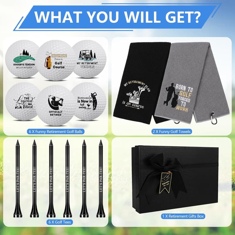 Funny Retirement Golf Gifts Set for Dad and Coworkers