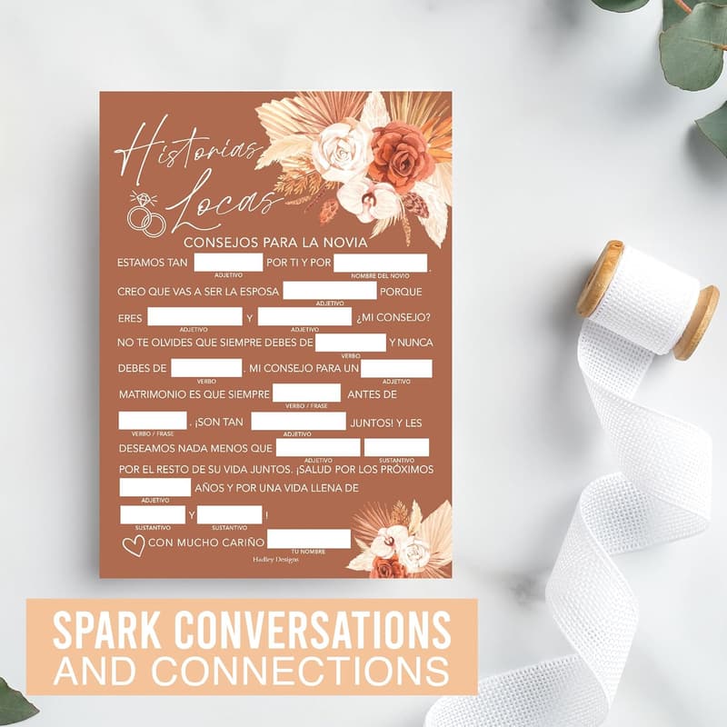 Spanish Bridal Shower Games for 20 Guests - Boho Design
