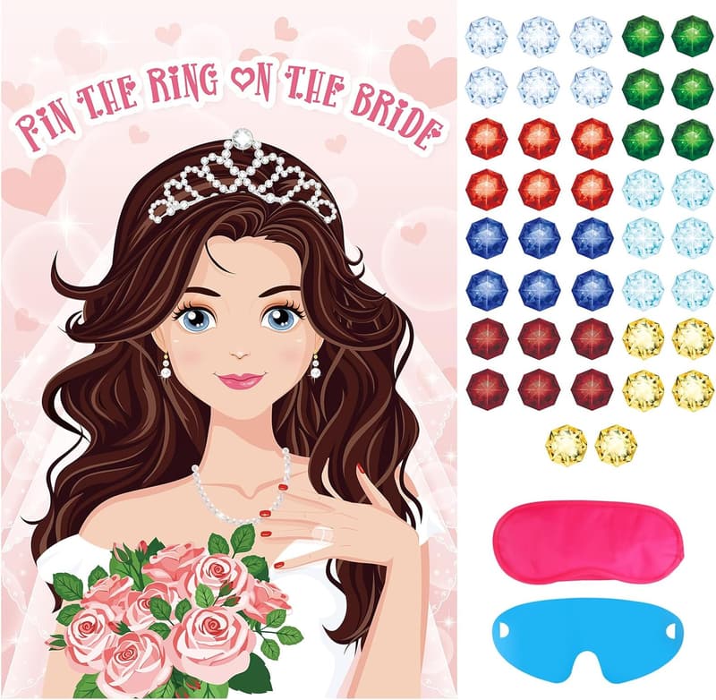Bridal Shower Game: Pin the Ring on the Bride with Stickers