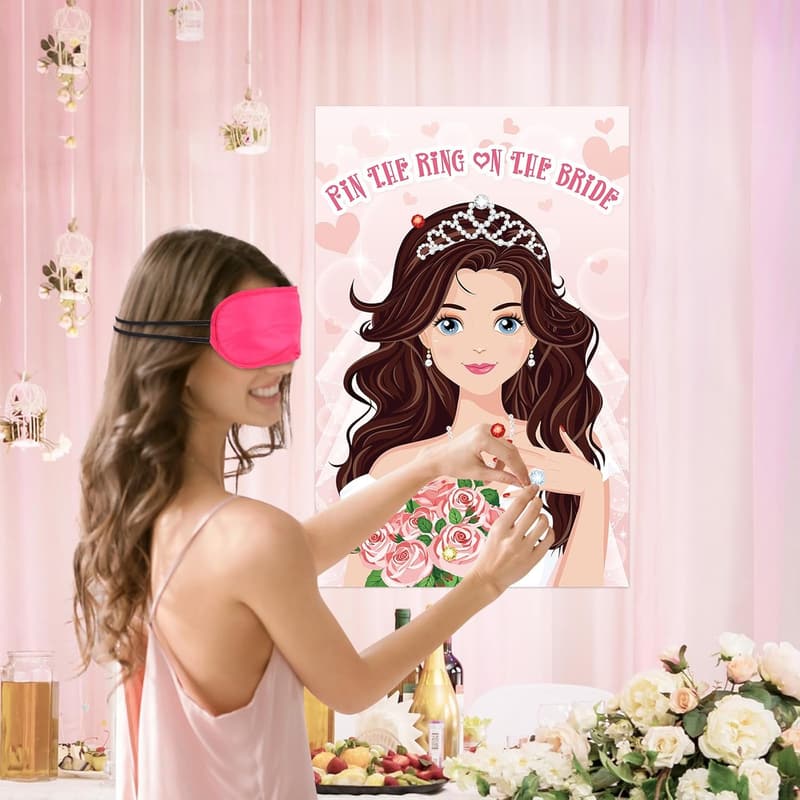 Bridal Shower Game: Pin the Ring on the Bride with Stickers