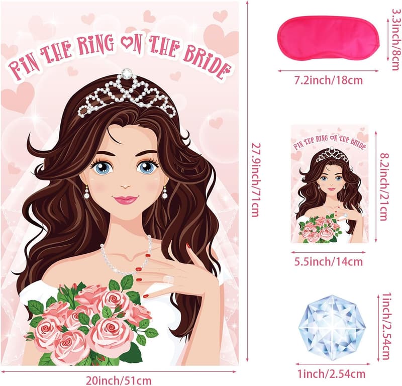 Bridal Shower Game: Pin the Ring on the Bride with Stickers