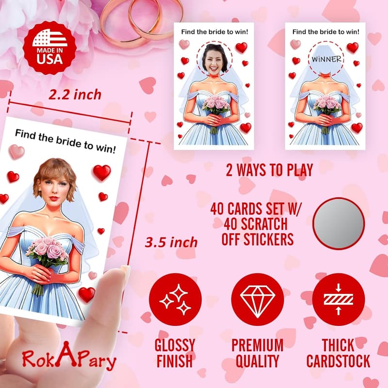 Bridal Shower Scratch-Off Game Cards - 40 Pack for Guests