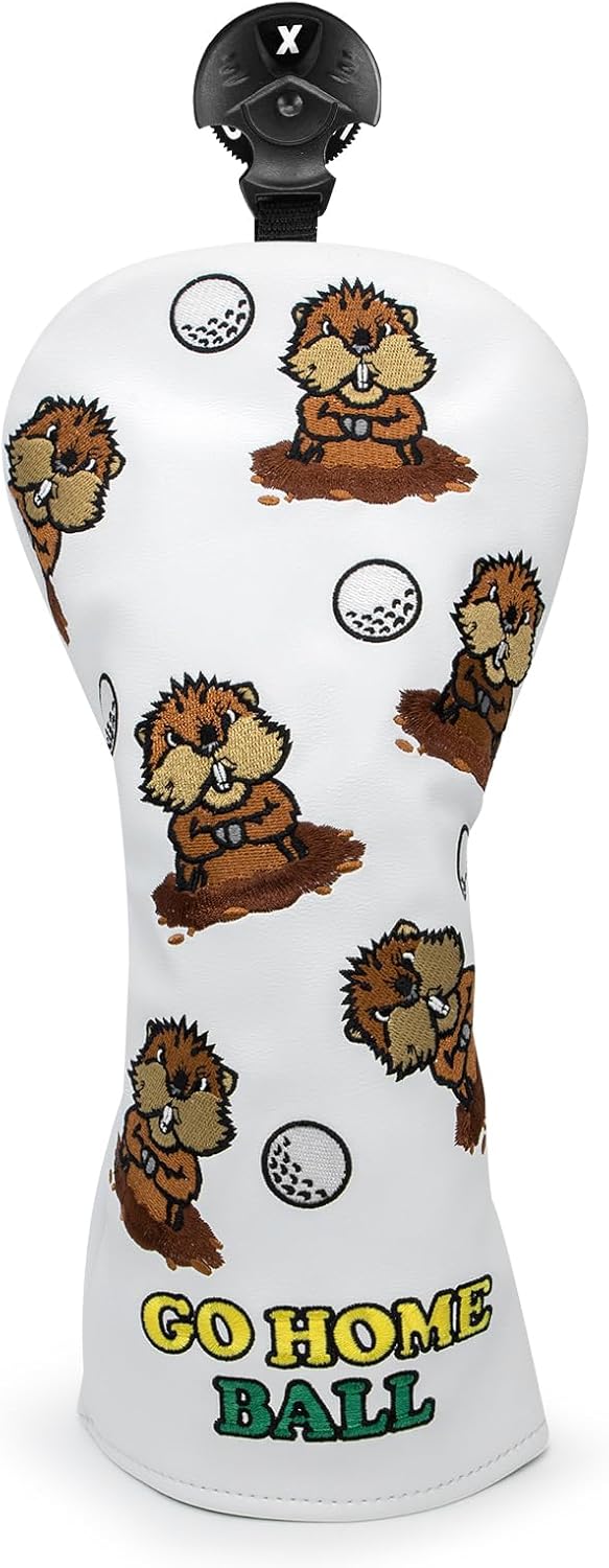 Golf Club Headcovers Set - White PU Leather, Fits All Brands