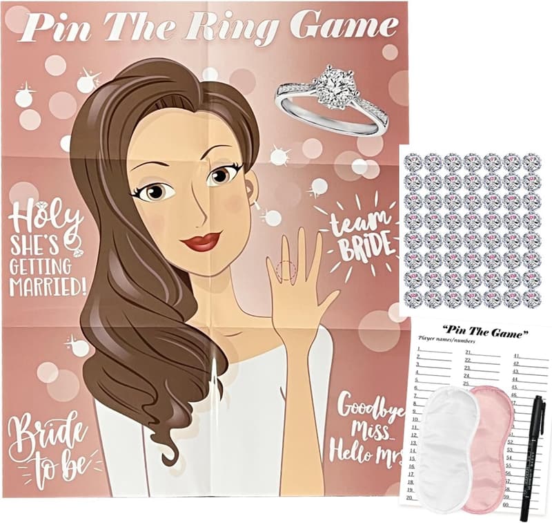 Bridal Shower Game: Pin the Ring on the Bride for 40 Guests