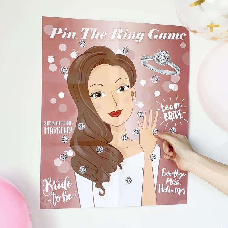 Bridal Shower Game: Pin the Ring on the Bride for 40 Guests