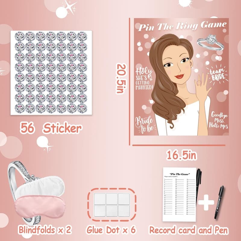 Bridal Shower Game: Pin the Ring on the Bride for 40 Guests