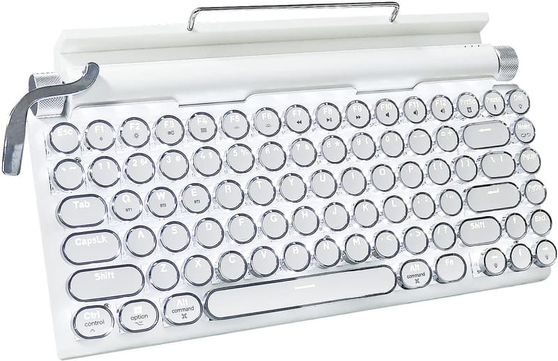 Retro Typewriter Wireless Keyboard, 75% Layout, Hot-Swappable, White