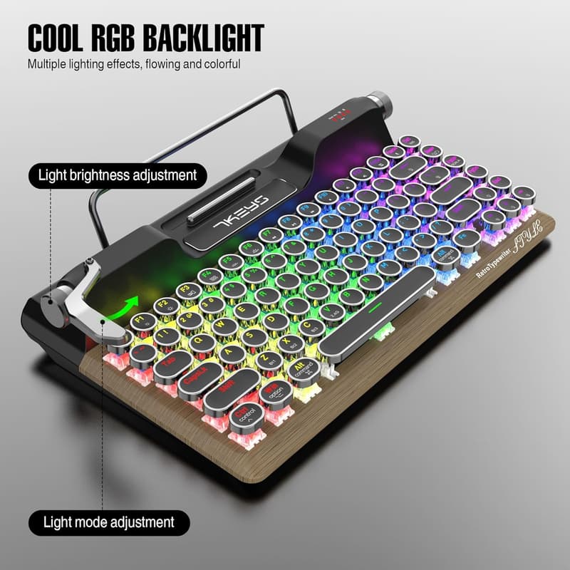 Retro Typewriter Keyboard with Bluetooth 5.0 for Multi-Device Use