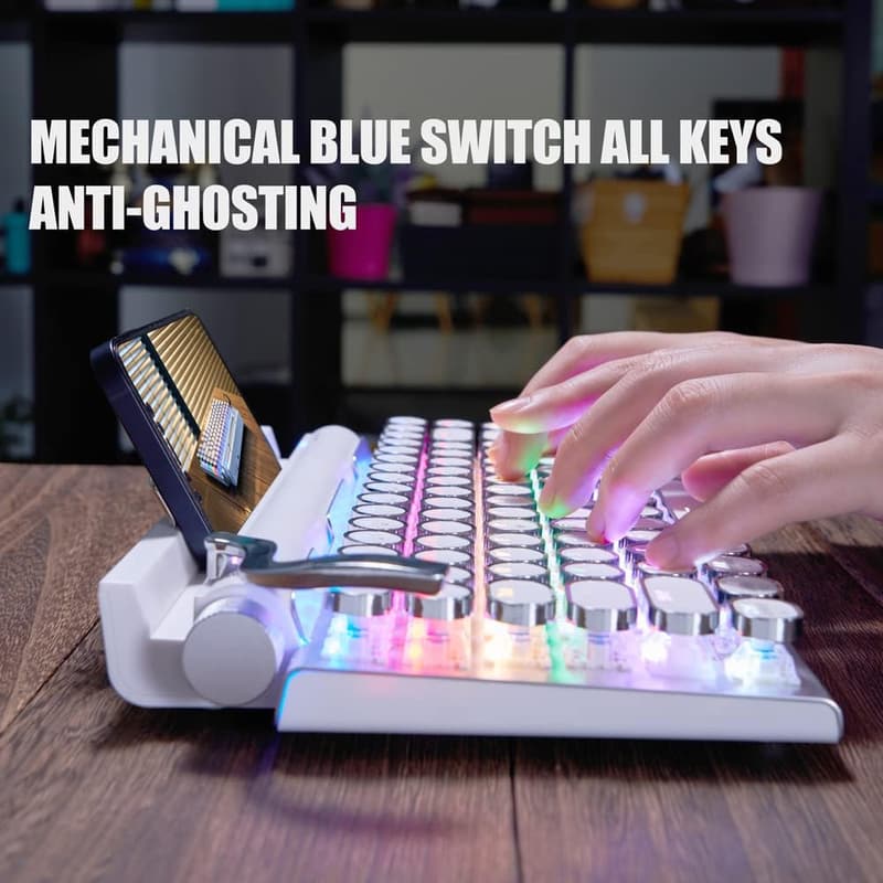 Wireless Vintage Mechanical Keyboard for iPad & PC