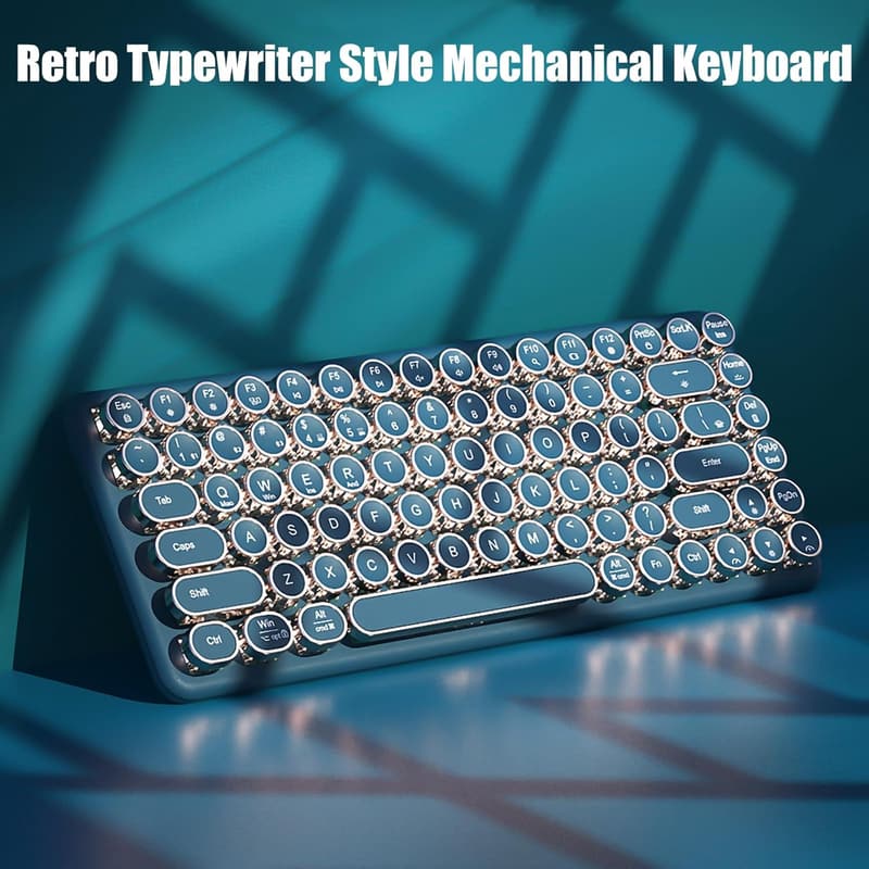 Wireless Mechanical Gaming Keyboard with Retro Round Keycaps