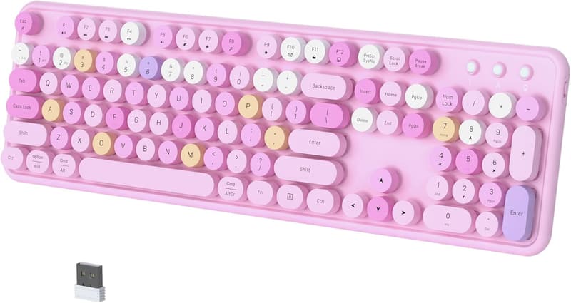Retro Multi-Device Bluetooth Keyboard with Colorful Round Keycaps