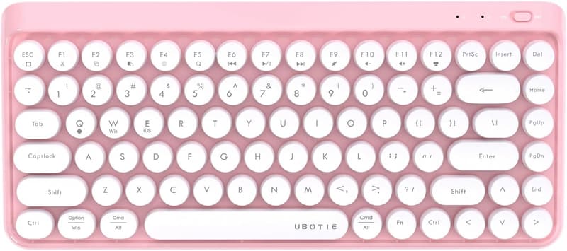 Portable Retro Wireless Bluetooth Keyboard with Round Keycaps