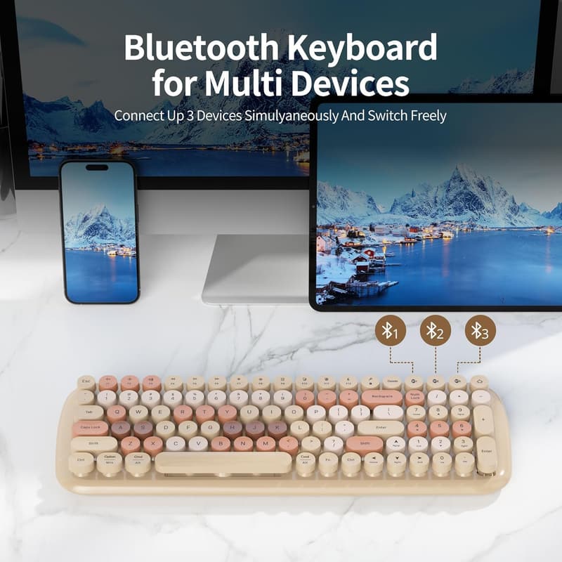 Portable Retro 100-Key Bluetooth Keyboard for iPad & Laptop