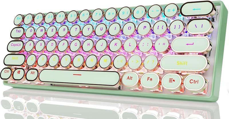 EWEADN G61 Mini Wireless Mechanical Keyboard - Rainbow Backlit Green