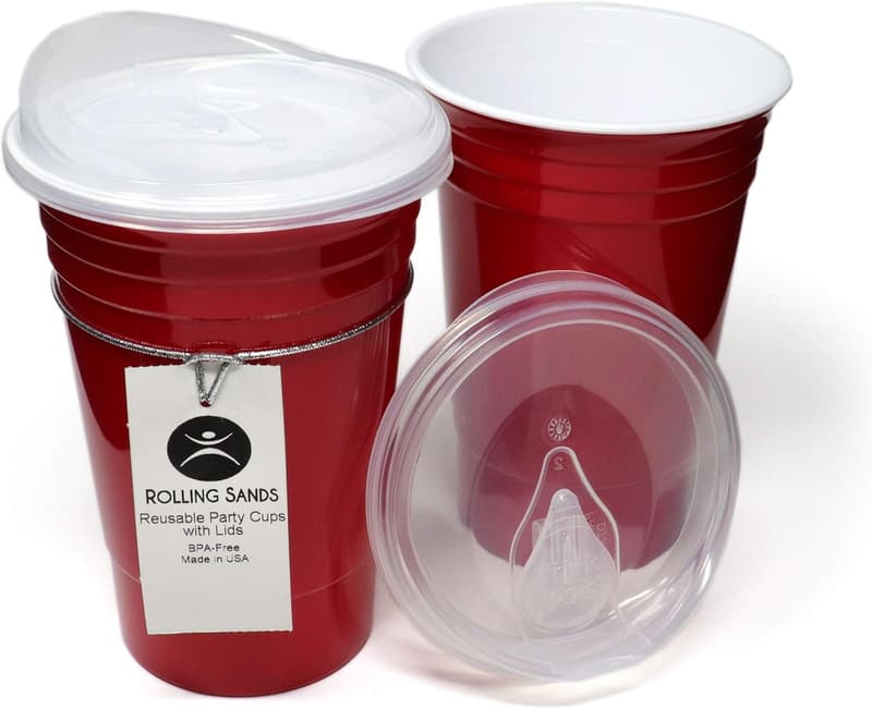 16 oz BPA-Free Red Party Cups with Lids - 2 Pack