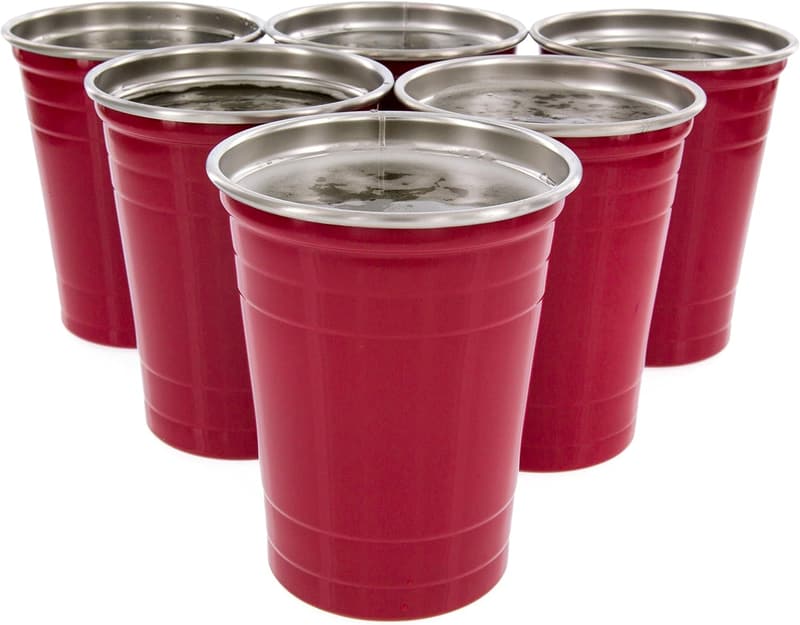 Reusable 16 oz Unbreakable Stainless Steel Party Cups - 6 Pack