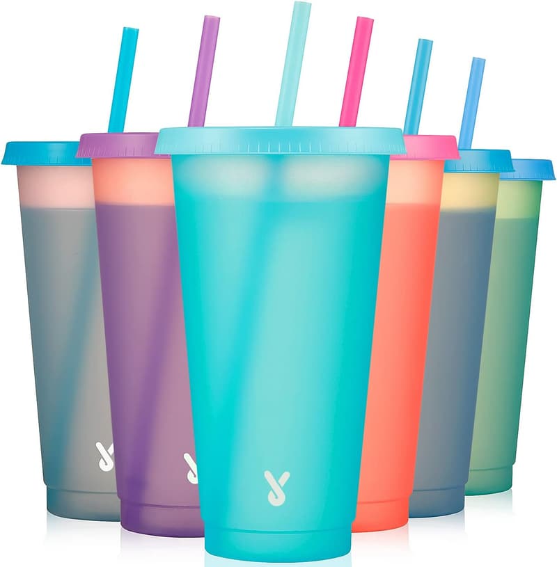 Color Changing Cold Cups Set - 6 Pack for Iced Coffee