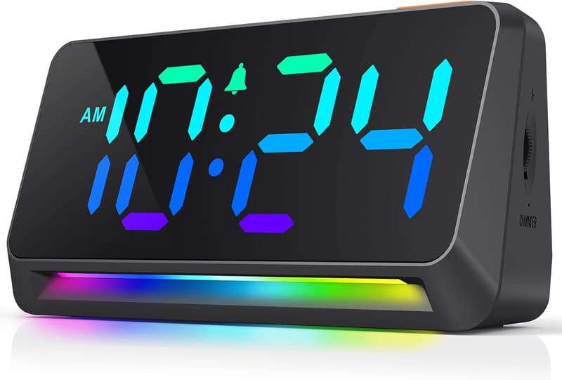 Loud LED Alarm Clock with Adjustable Volume and Color