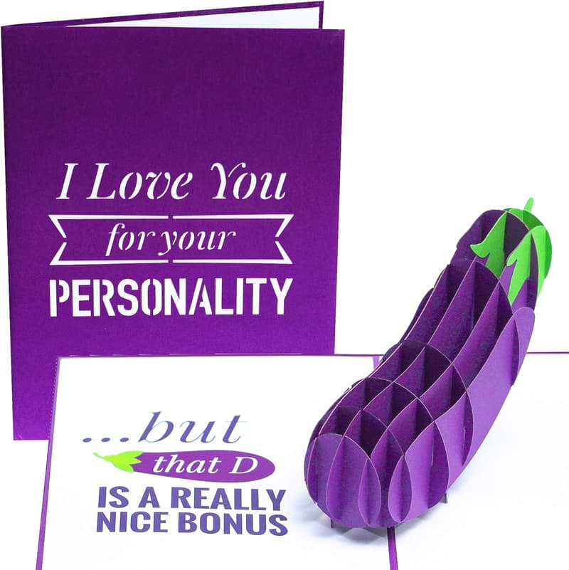 Naughty Eggplant 3D Pop Up Card - Inappropriate Birthday Card for Him