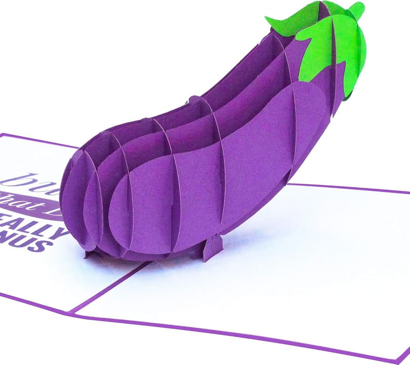 Naughty Eggplant 3D Pop Up Card - Inappropriate Birthday Card for Him