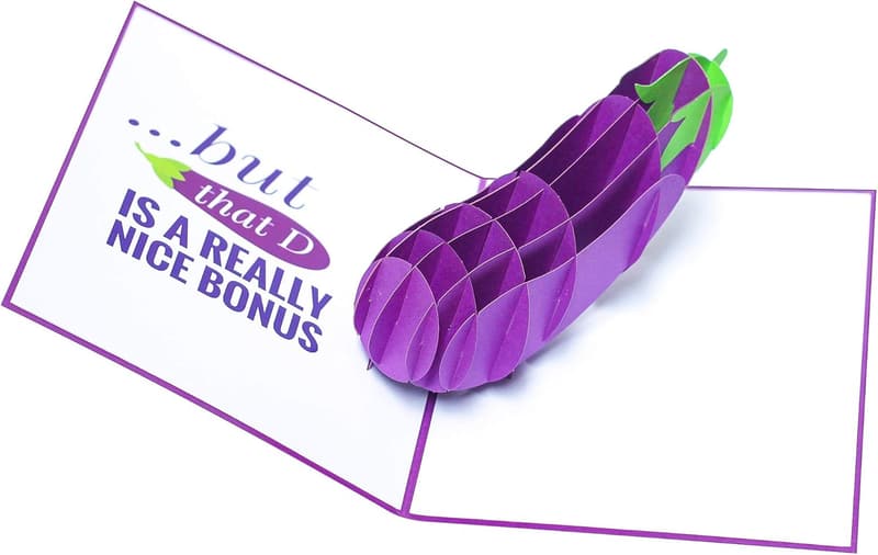 Naughty Eggplant 3D Pop Up Card - Inappropriate Birthday Card for Him