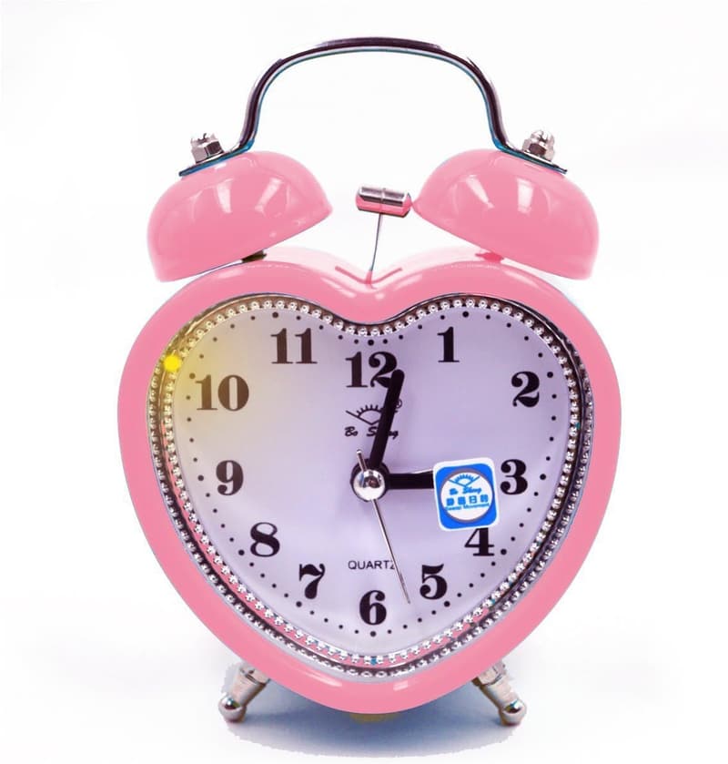 Heart-Shaped Pink 3-Inch Loud Alarm Clock for Heavy Sleepers