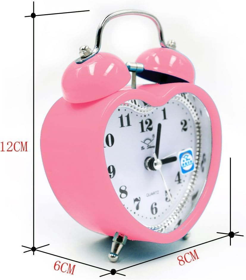 Heart-Shaped Pink 3-Inch Loud Alarm Clock for Heavy Sleepers