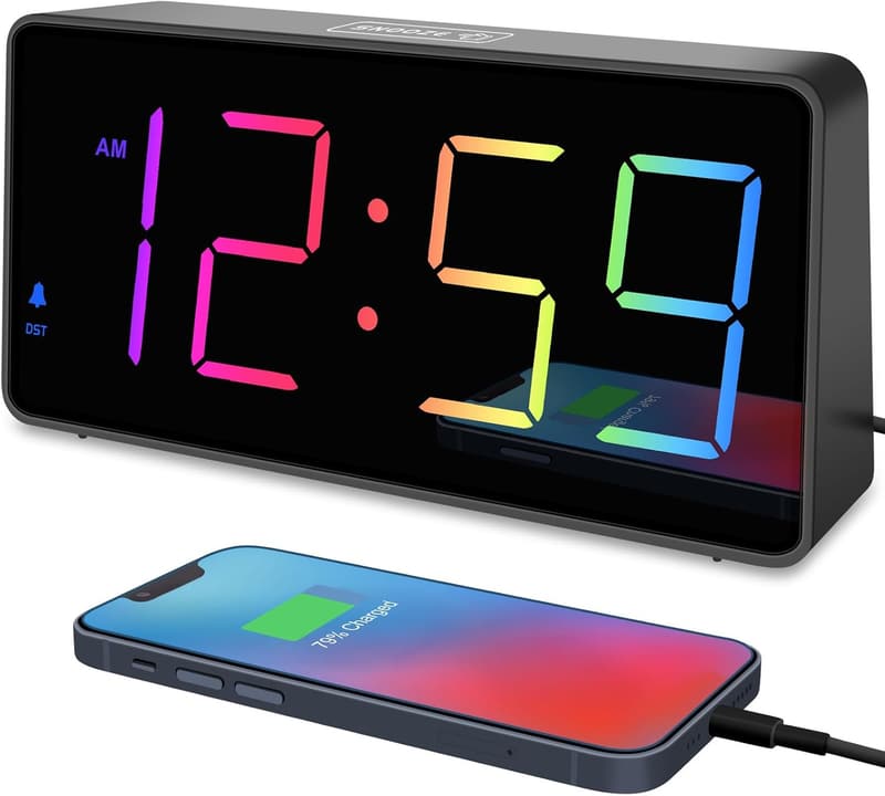 Extra Loud Digital Alarm Clock with Colorful LED Display