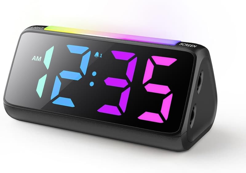 Multi-Color LED Alarm Clock with Snooze Feature for Kids