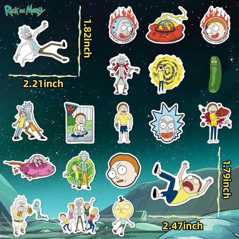 Rick and Morty Waterproof Stickers Set for Teens (50 pcs)