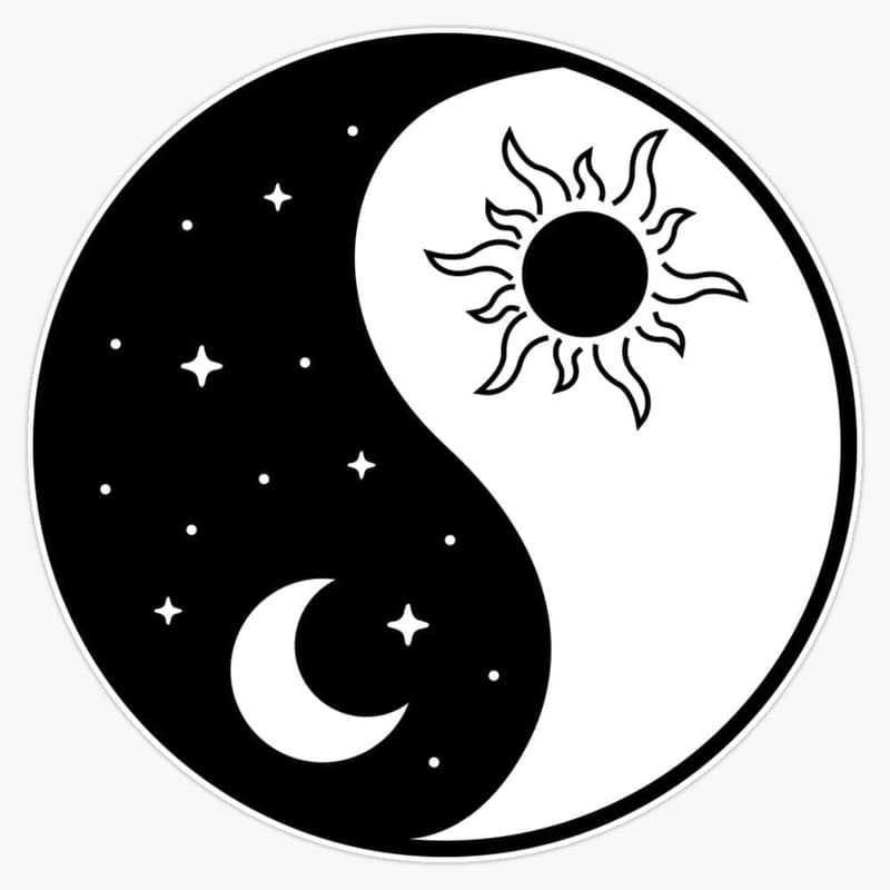 Yin Yang Sun and Moon Vinyl Bumper Sticker Decal 5