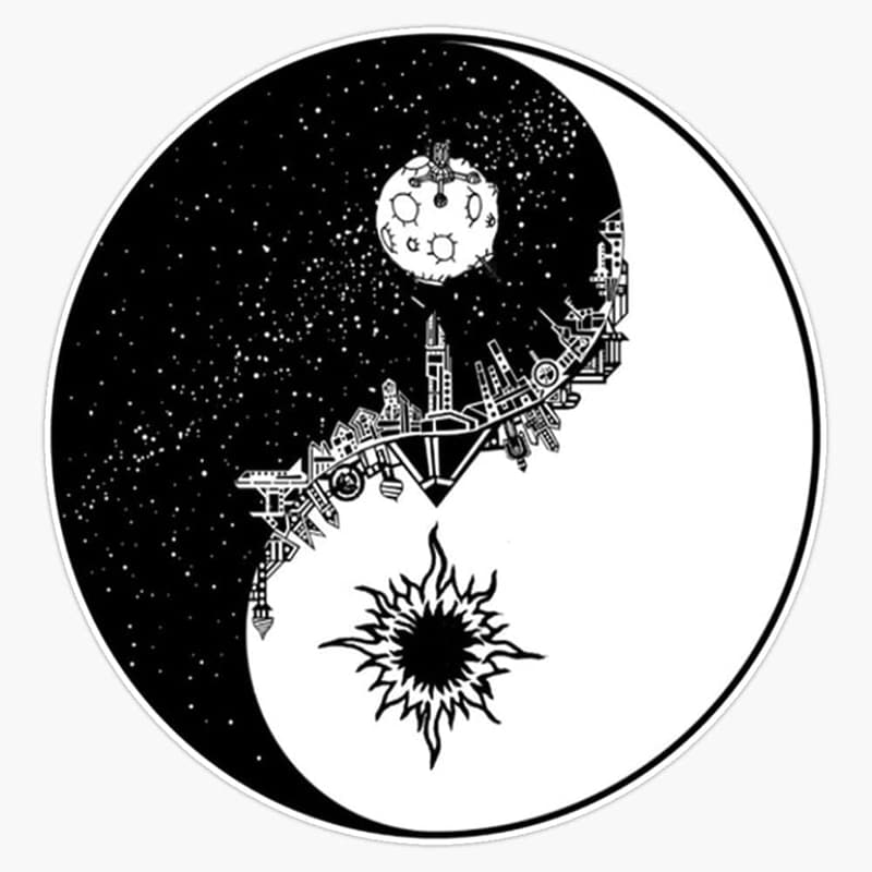 Yin Yang Sun & Moon Vinyl Bumper Sticker, 5