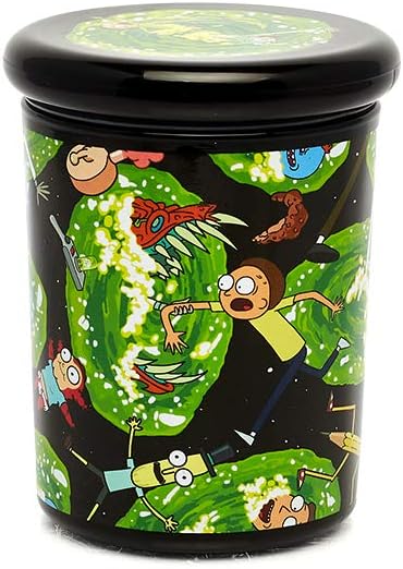 Rick and Morty 6 oz Glass Stash Jar for Herbs & Spices
