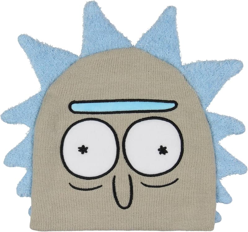 Rick and Morty Fuzzy Knit Beanie with 3D Hair Design