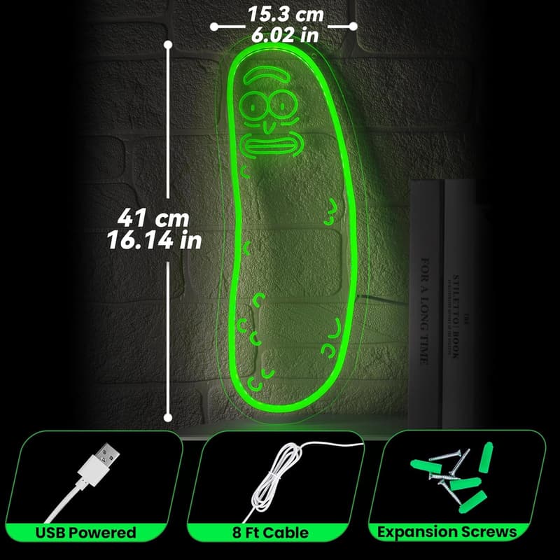 Anime Pickle LED Neon Sign for Man Cave & Game Room Decor