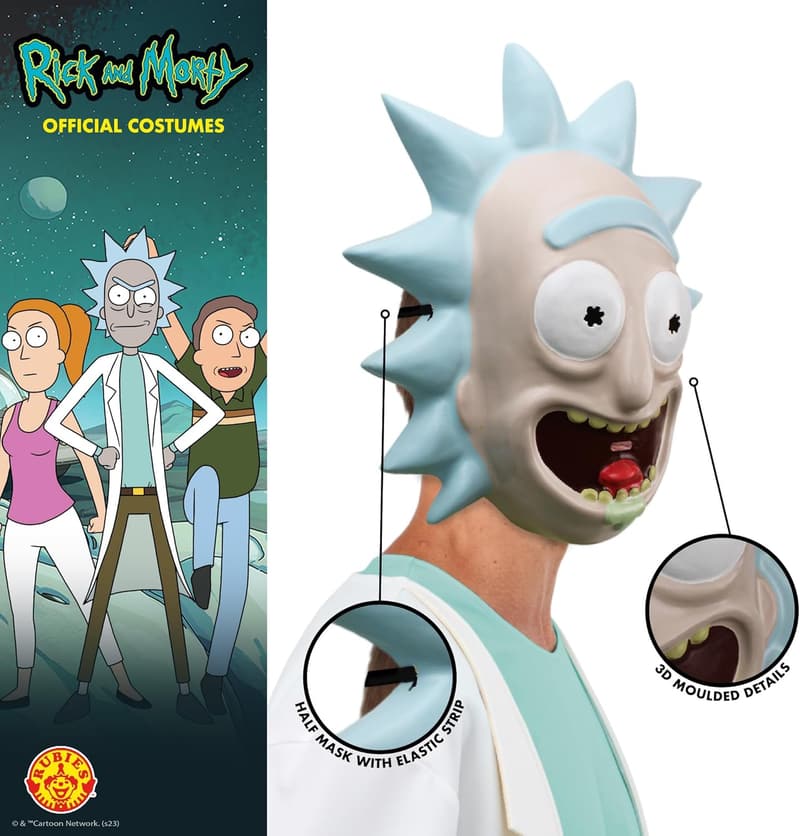 Rick and Morty Men's Plastic Rick Mask, One Size