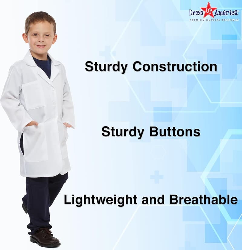 Children's White Doctor Lab Coat - 3/4 Length Costume