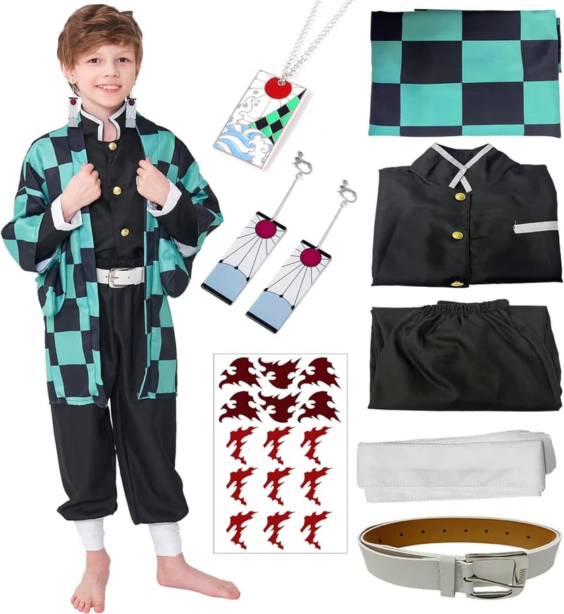 Kids Kimono Cosplay Costume Set for Halloween